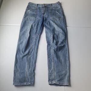 Pilcro Jeans Womens 27 Blue Medium Wash Wanderer Mid Rise Relaxed Straight